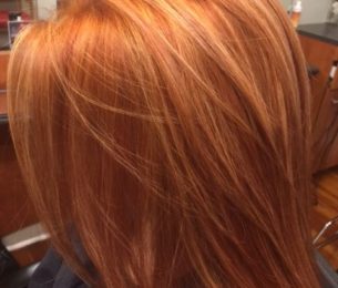 Beautiful Red with Pops of Blonde Highlights