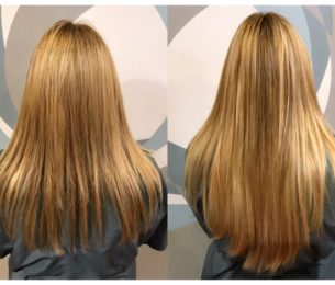 Before & After Hotheads Extensions – longer, thicker hair in less time