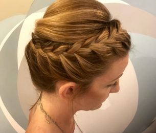 Short Hair Updo with French Braid